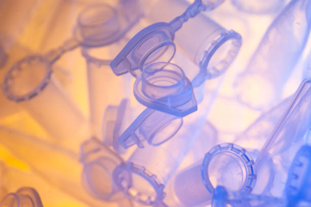 1ml centrifuge tube stack together illuminated with light