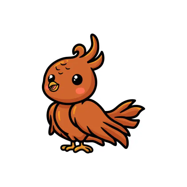 Vector illustration of Cute little phoenix cartoon posing