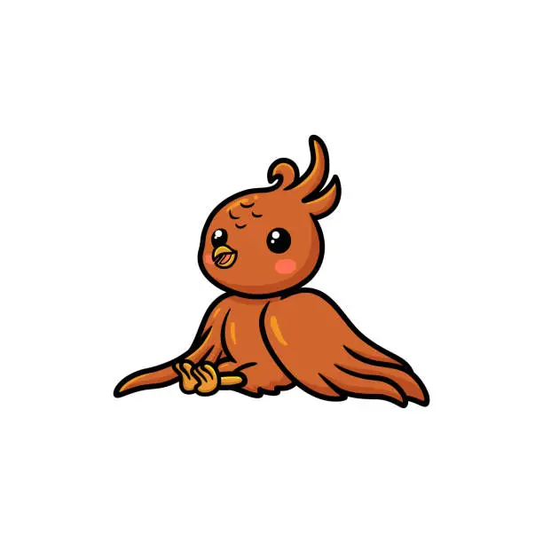 Vector illustration of Cute little phoenix cartoon sitting