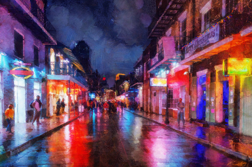 Bourbon street French Quarter, New Orleans digital manipulation