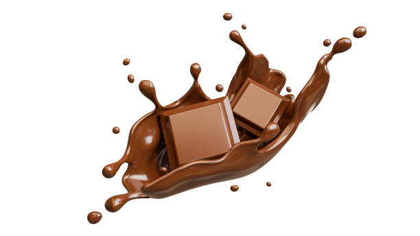 チョコレートは透明な背景、クリッピングパス上のチョコレートバーで飛び散った