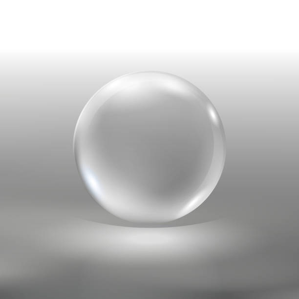 istock Realistic glass sphere, vector illustration EPS10. Big transparent glossy 3d ball with glares  and shadow isolated on gray abstract background. Beautiful globe with highlights 1362817367
