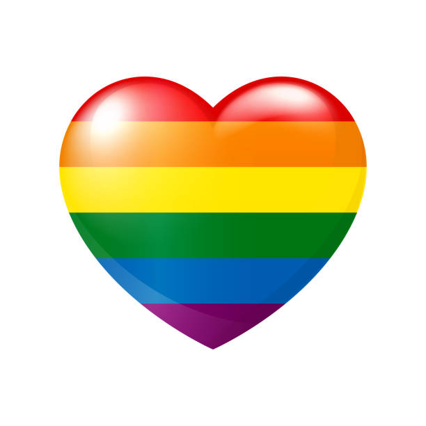 무지개 깃발하트 아이콘. lgbtq 무지개 마음. 프라이드 트랜스 젠더, 게이와 레즈비언 커뮤니티 기호. 자유를 사랑하십시오. 벡터 일러스트 eps10 - heart shape gay pride gay pride flag lesbian stock illustrations