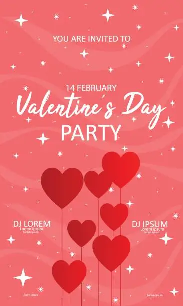 Vector illustration of Happy valentines day party flyer. background for banner template. editable vektör.