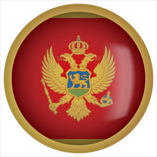 Montenegro 3D rounded Flag Button Icon with Gold Frame 3D rounded Flag Button Icon with Gold Frame Collection montenegro stock illustrations