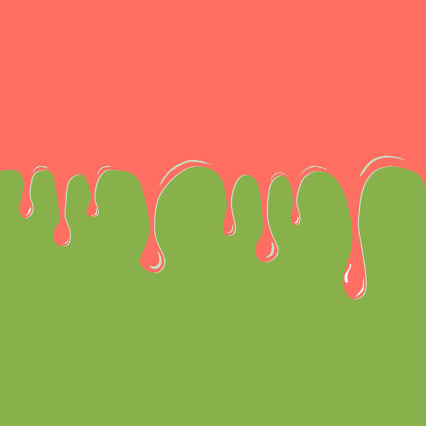 stockillustraties, clipart, cartoons en iconen met pink paint dripping green background. liquid layered colorful painting concept. vector illustration - dropped ice cream