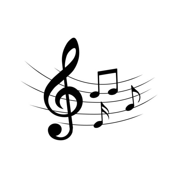 음악 노트, 격리된 벡터 일러스트레이션. - musical note music musical staff treble clef stock illustrations