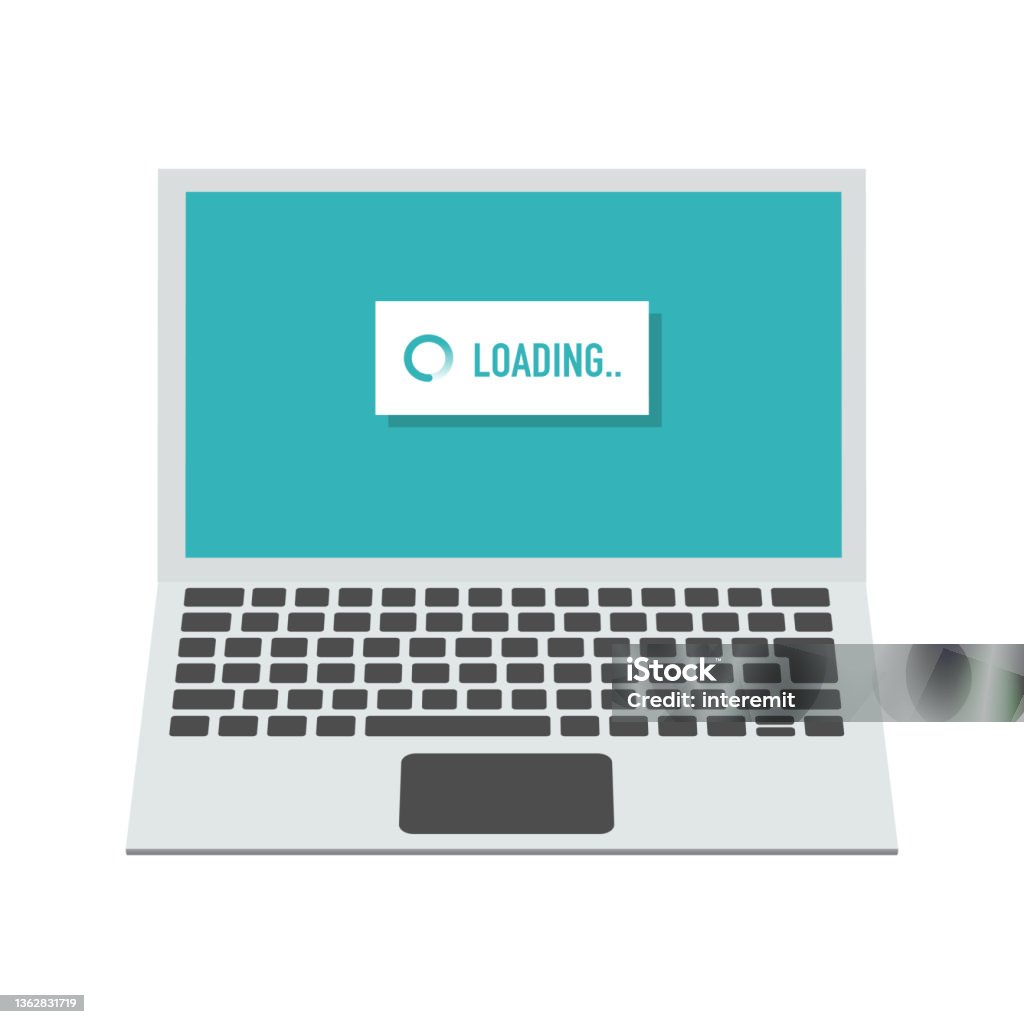 Laptop Pc Vector Illustration Showing Loading Spin Stock Illustration ...