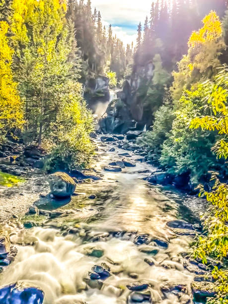 istock Water Cascading over Rock at Liberty Falls, Alaska 1362841671