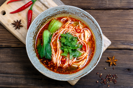 A bowl of spicy and delicious noodles
