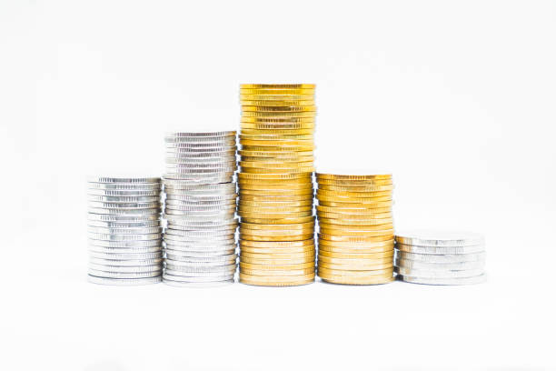 Gold coin with ruble sign isolated on a white background. 3d rendering illustration