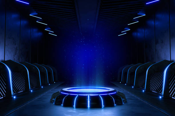 istock Abstract background, Futuristic pedestal for product presentation. 1362846191