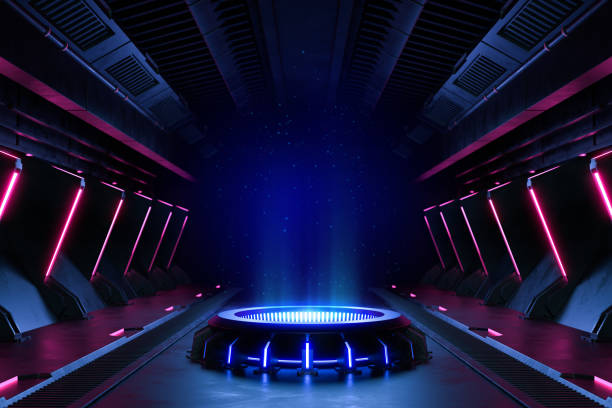 istock Abstract background, Futuristic pedestal for product presentation. 1362846831