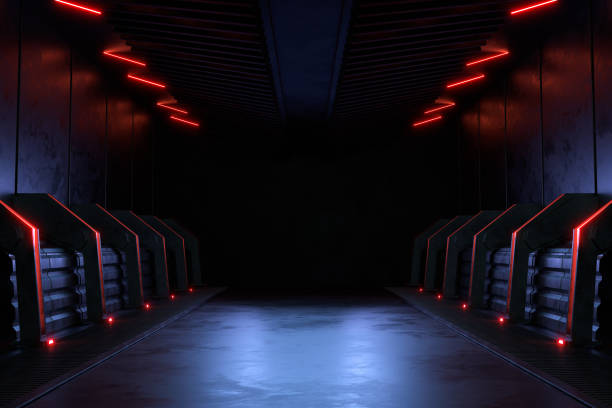 istock Empty dark room, Modern Futuristic Sci Fi Background. 3D illustration 1362846864