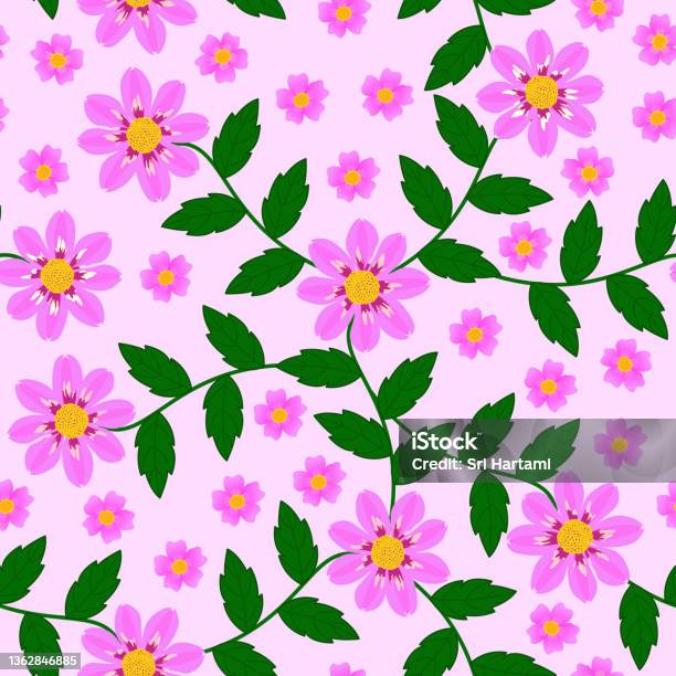 Wild Pink Pattern Pink Wild Flowers Seamless Pattern Stock Illustration - Download Image ...