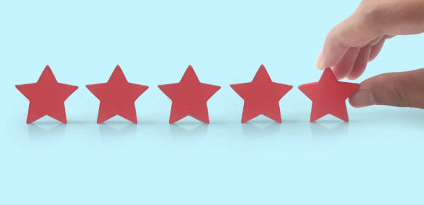 istock Rise on increasing five stars in human hand, Increase rating evaluation 1362847670
