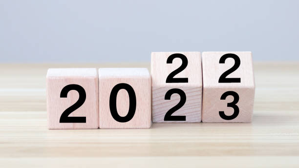 istock Abstract design concept - 2021, 2022 New year target plan with woodblocks cubes on wooden table and 1362856724