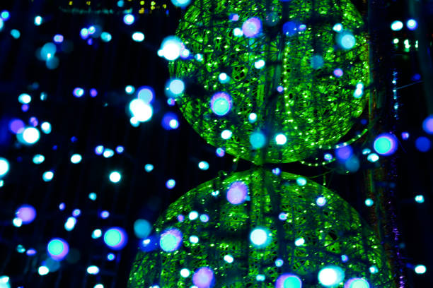 istock Festive illumination from green lamps at night. 1362860202