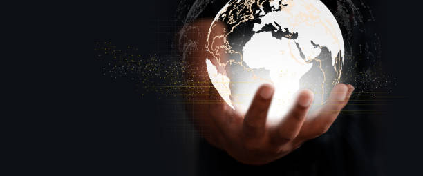 istock Businessman holding the Digital of Virtual Online Global structure networking. Technology concepts. 1362861708