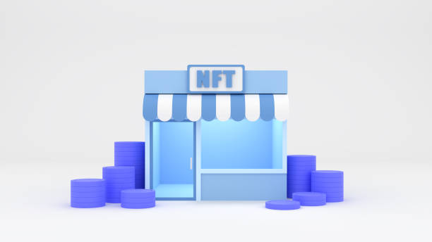 istock 3d rendering concept NFT or non fungible token shop. Concept blockchain technology illustration. 1362862004