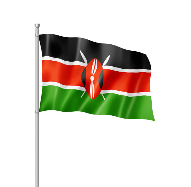 Kenya flag, three dimensional render, isolated on white