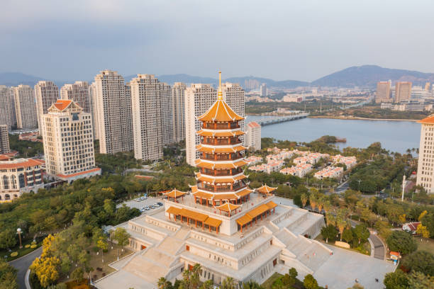 istock Pagoda under blue sky and white clouds 1362866871