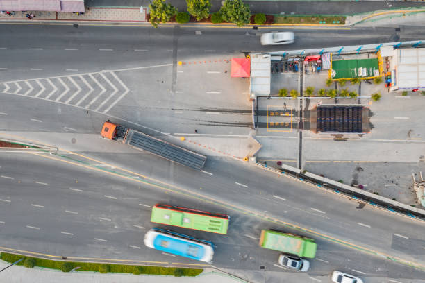 istock Construction section, large truck transporting steel bars 1362867520