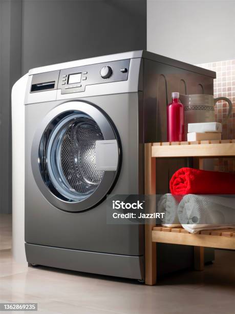 Washing Machine Stock Photo - Download Image Now - Washing Machine, Automatic, Utility Room