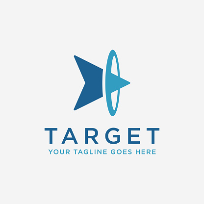 Abstract head of arrow on target logo icon , achievement logo design vector template on white background