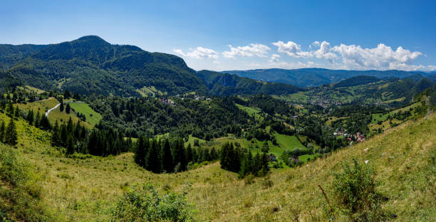 The landscape of the carpathian in Romania stock photo