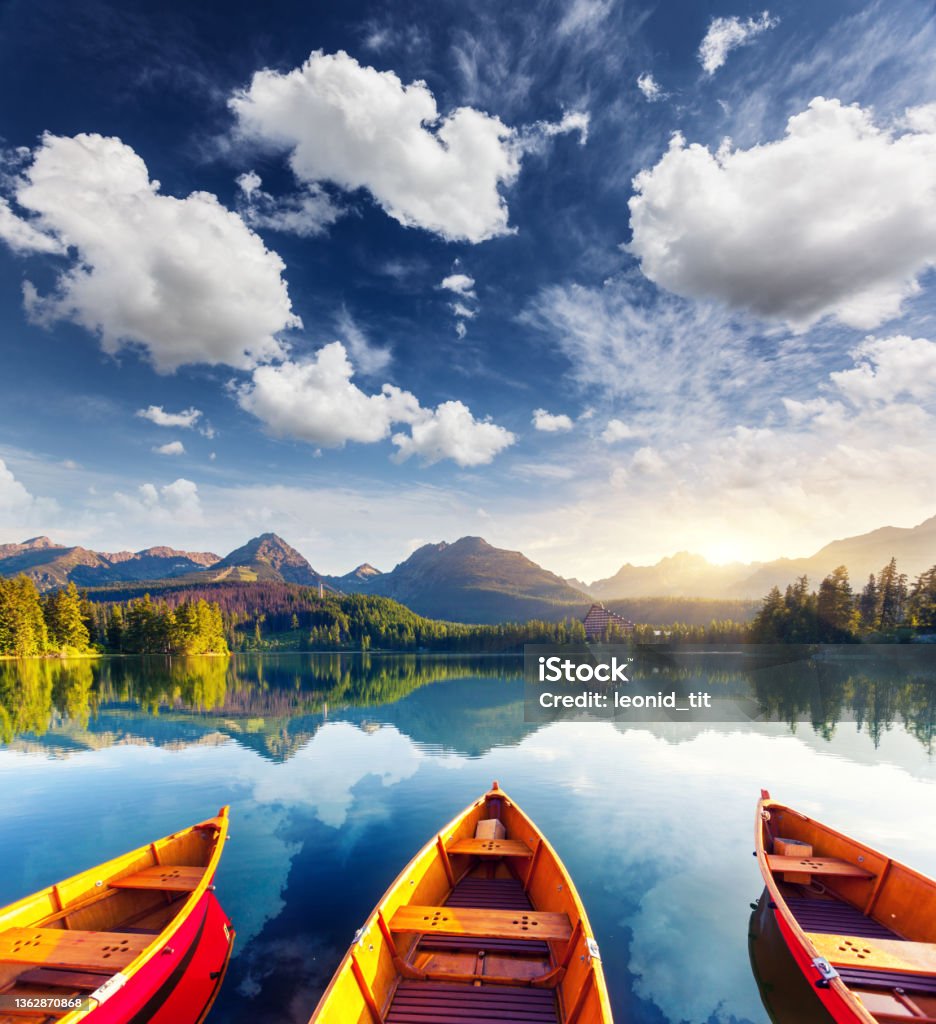 lake Mountain lake in National Park High Tatra. Strbske pleso, Slovakia, Europe. Beauty world. Majestic Stock Photo