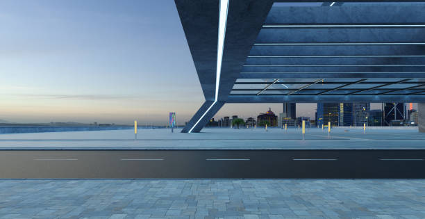 istock Roadside street view with modern rooftop building 1362873212