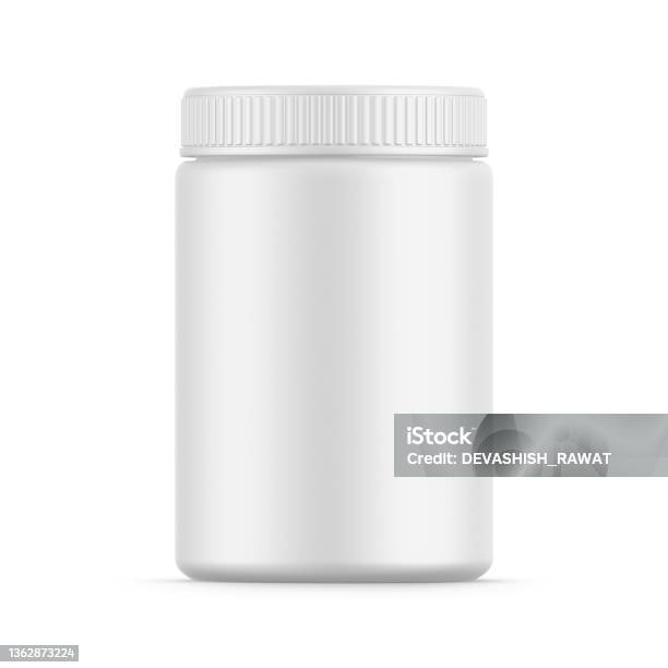 Plastic Jar Bottle Mockup Template On Isolated White Background Ready For Design Presentation 3d Illustration Stock Photo - Download Image Now