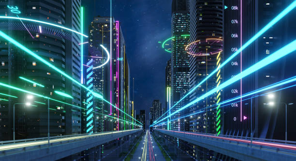 istock Smart traffic on road in city 1362873658