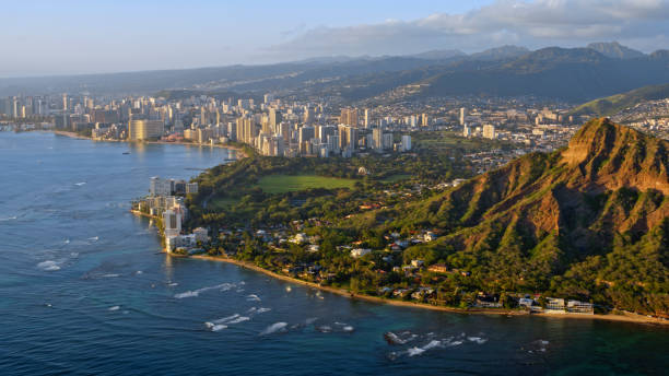 istock View of Diamond head with modern city 1362879921