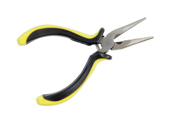 istock Close up needle nose pliers with black and yellow handle isolated on white background. 1362880575