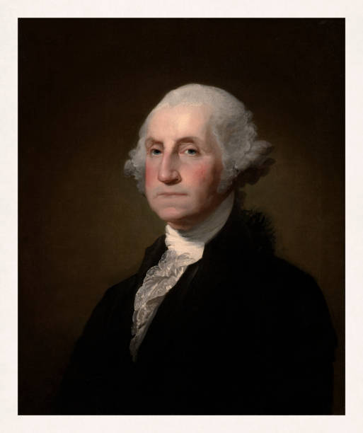 Portrait of George Washington Portrait of George Washington by Gilbert Stuart painted in 1803. portrait stock illustrations