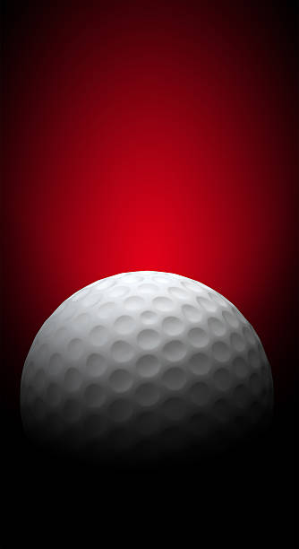 nahaufnahme des golfball auf rotem hintergrund, 3d render - golf golf course swinging isolated stock-fotos und bilder