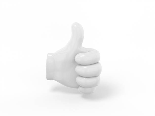 istock White mono color palm with thumb up on white solid background. Minimalistic design object. 3d rendering icon ui ux interface element. 1362882769