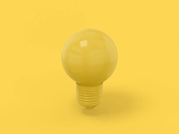 Yellow one color lamp on a yellow flat background. Minimalistic design object. 3d rendering icon ui ux interface element.
