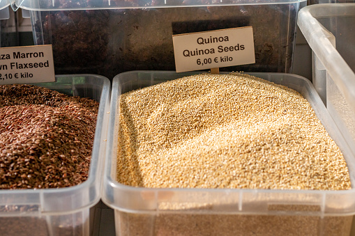 Quinoa Seeds at Mercado Central (Central Market) in Valencia, Spain