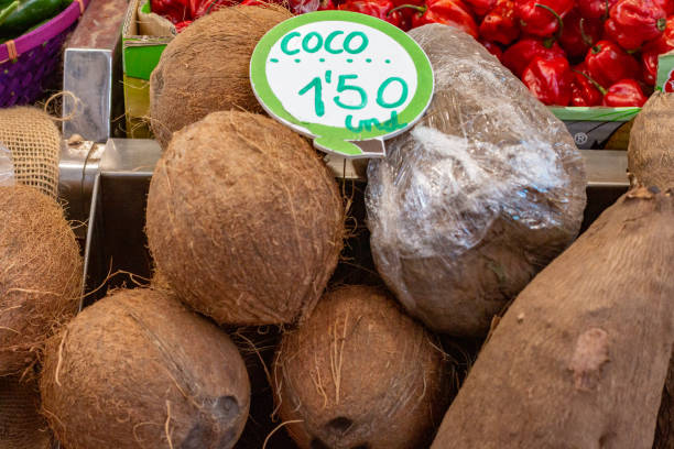 Coconut at Mercado Central (Central Market) in Valencia, Spain