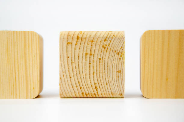 istock Wooden cubes from different tree species, different edge treatments. white background. Eco-friendly 1362887323