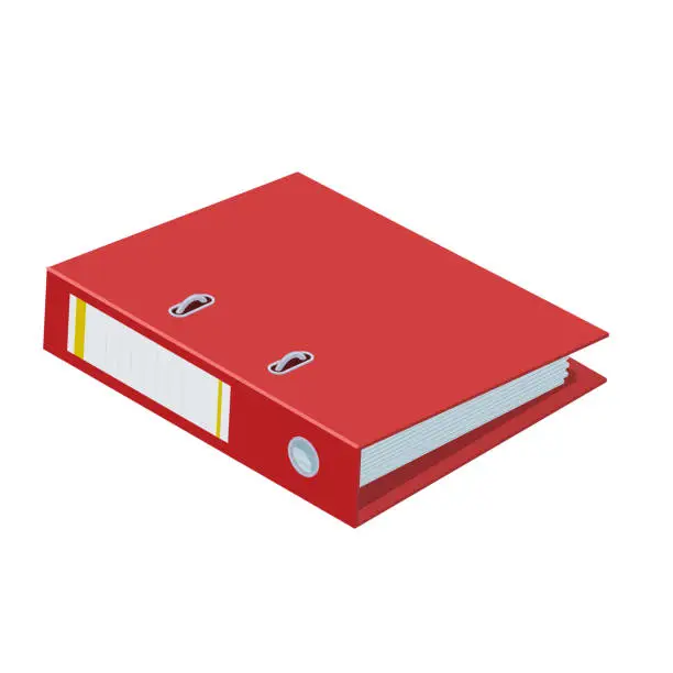 Vector illustration of Red folder binder lying on the table