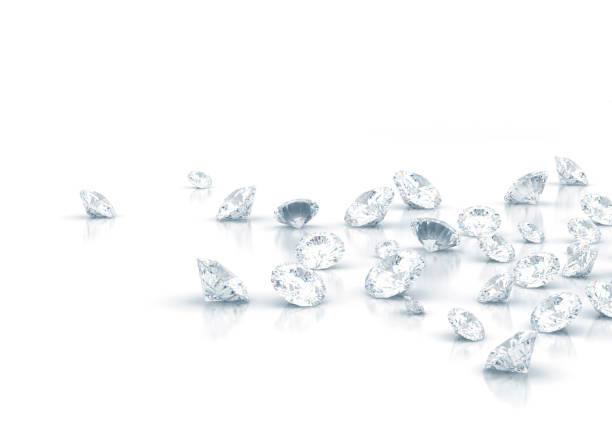 Diamonds scattered on white background stock photo