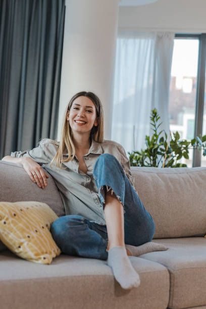 istock Young beautiful woman at home 1362890880