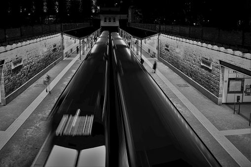 Monochrome view of Stadtpark metro station in Vienna