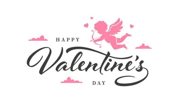 Vector illustration of Valentine's Day greeting card with cupid.