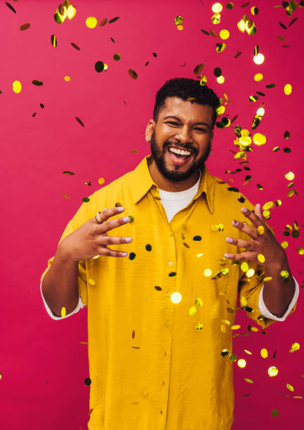 istock Golden confetti in the studio 1362894966