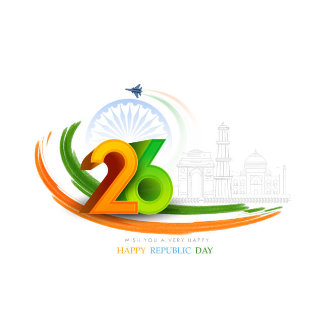 Republic Day 26 January Republic Day Concept With Text 26 January, Indian Flag With Background republic day stock illustrations